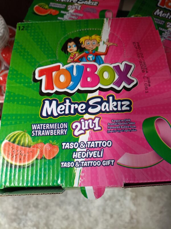 golosina TOYBOX CHICLE KILOMETRICO FRESA Y SANDIA